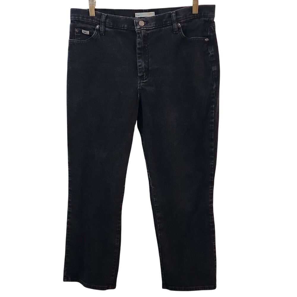 Lee Relaxed Straight Leg Jeans 16 Short Black Denim High Rise Classic AH0123-16S